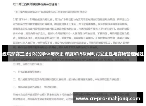 魏震禁赛三场引发的争议与反思 深度解析裁判判罚公正性与赛场管理问题
